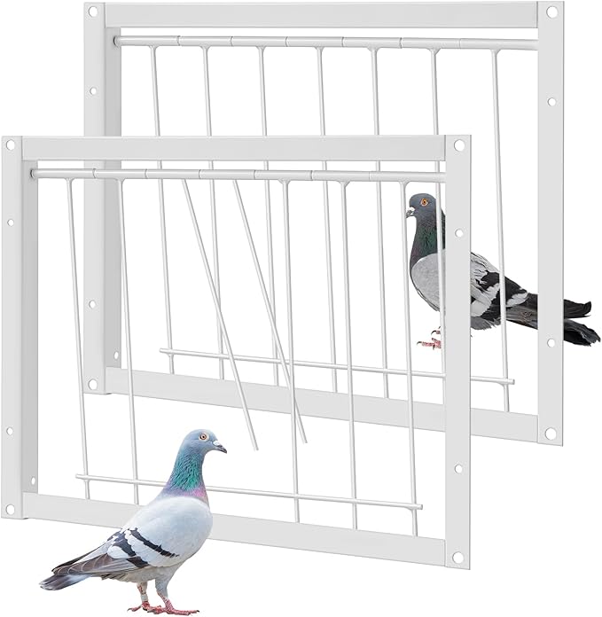 Suzile 2 Pcs 11.81" x 10.24" Pigeon Cage Door Bird Wire One Way Entrance Iron Pigeon Trap Bird House Door for Racing Supply Birdcage Breeding, White