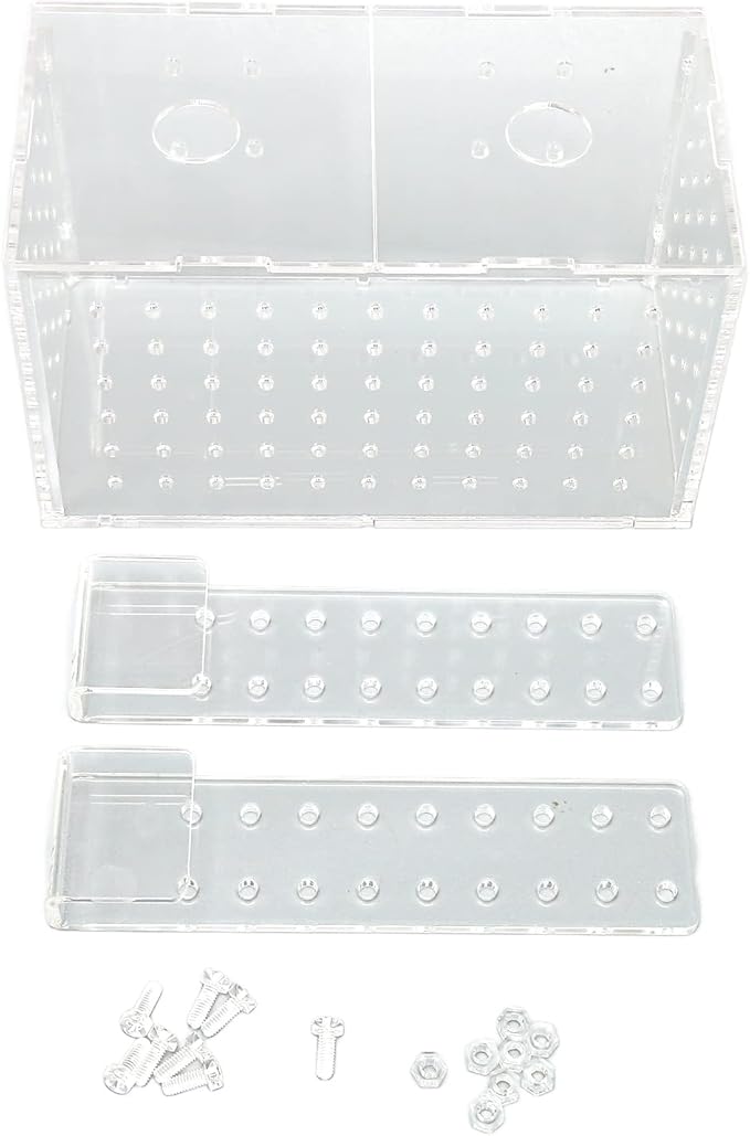 Aquarium Fish Breeding Box | Transparent Acrylic Hatchery with Adjustable Hooks | Isolation Tank for Guppies/Fry/Betta Fish | 360° Water Flow Holes (17 * 9 * 10CM)