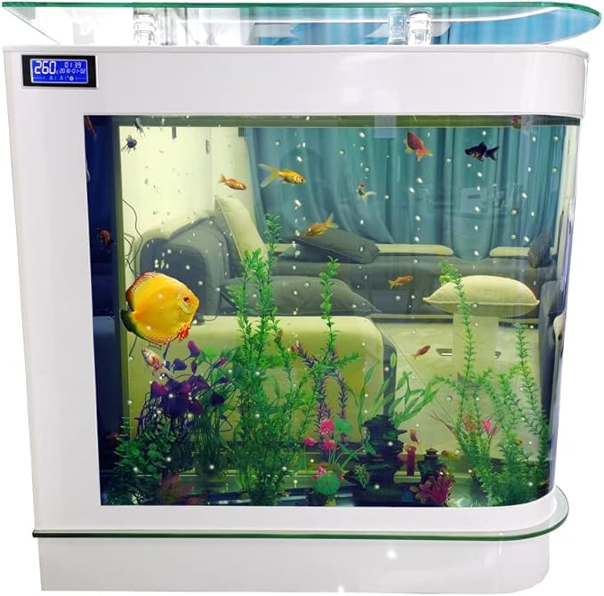 124Gal LED Aquarium Kit Upright Fish Tank Large Glass Fishbowl Glsaa Bar for Patios Living Office Room and Kitchen 47.3 * 49.6 * 15.8in