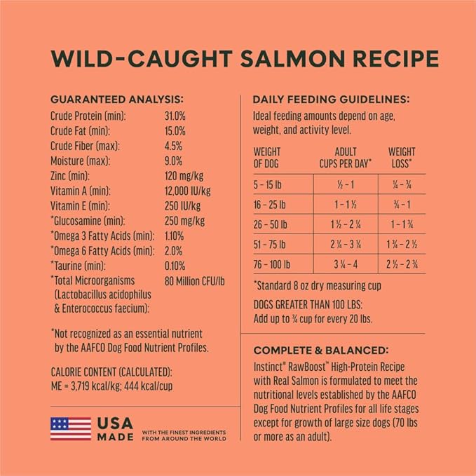 Instinct RawBoost, Natural Dry Dog Food with Freeze-Dried Pieces, High Protein, Grain-Free Recipe - Real Salmon, 3.5 lb. Bag