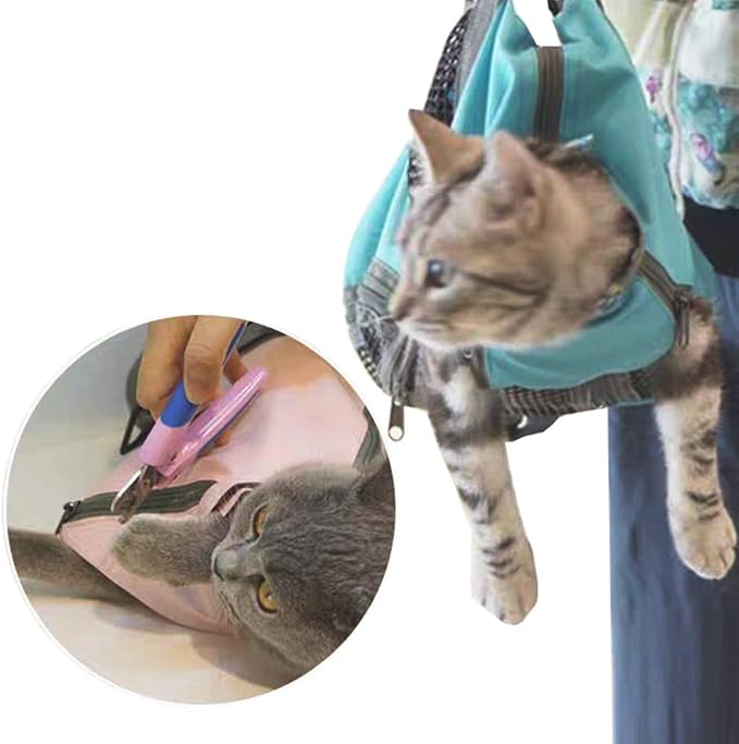 Cinf Cat Nail Clipping Cleaning Grooming Restraint Bag No Scratching Biting for Bathing Nail Trimming Injecting Examining(Blue,S)