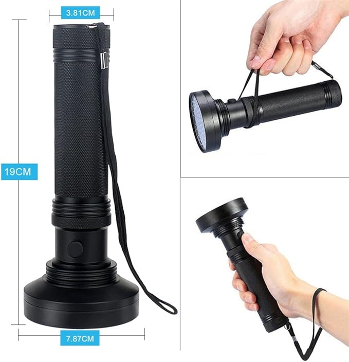 Portable High Brightness Flashlight Black Light for Pet Detector Urine Drying Stains Bugs (D 7.87 * 19cm)
