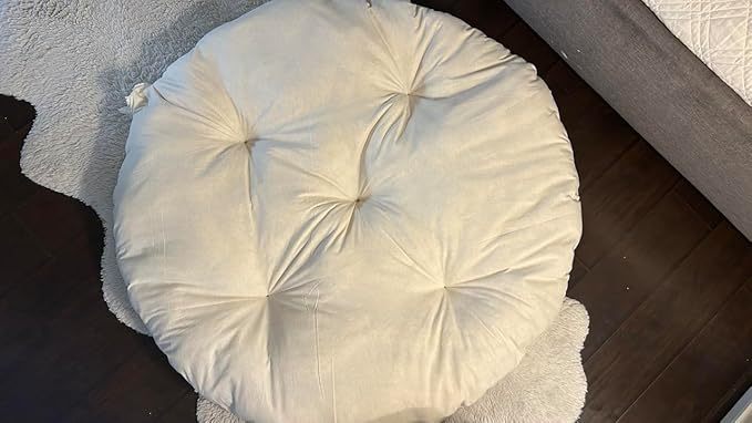 Round Dog Bed Insert Natural – Muslin Cotton Cover with Raw Cotton Filling, Breathable, Plastic-Free, Replacement Cushion (XX Large 50" x 4")