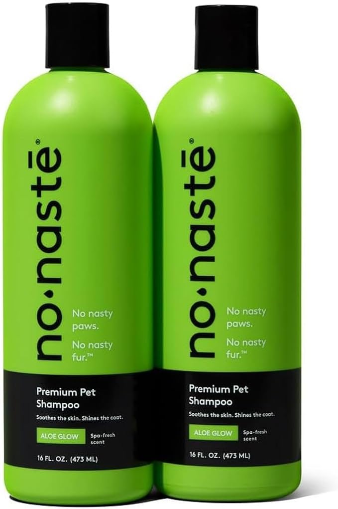 Nonaste Aloe Glow Premium Dog Shampoo (16 Oz, Pack of 2) – Deep-Clean & Odor-Neutralizing Dog Wash with USDA Certified Organic Aloe & Oatmeal | for Sensitive Skin, Soft Shiny Coat, Light Fresh Scent