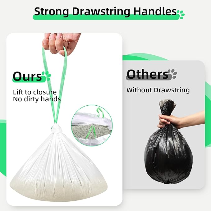 105 Count Waste Drawer Liners Bags Compatible with Litter Box Robot 4/5/3, Thick Self-cleaning Cat Litter Box Liners refill with Drawstring Heavy Duty 10-12 Gallons of Capacity