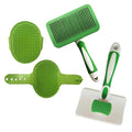 2 Pcs Self Cleaning Slicker Brush & Bath Brush For Dogs and Cats - Skin Friendly Deshedding Grooming Tool, Premium Pet Supplies, Green
