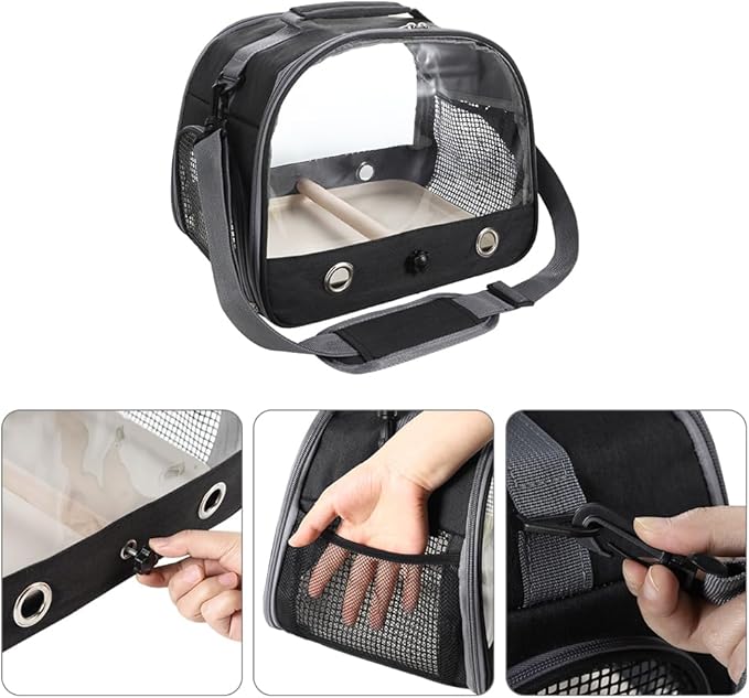 Bird Carrier Portable Parrot Parakeet Carrier Breathable Bird Travel Cage with Stand and Strap Outdoor Transparent Small Pet Carriers