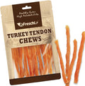 A Freschi srl Turkey Tendons for Dogs, USA-Sourced, Healthy Dog Treats, Rawhide-Free Puppy Chews, All Natural, Hypoallergenic Dog Treats, Soft Strips with Pumpkin, 3.5 oz Pack