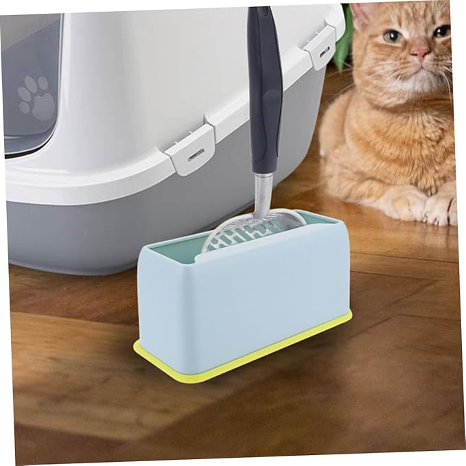 TOYANDONA Plastic Cat Litter Scoop Holder Stand Storage Base for Easy Cleanup and Scoop Storage Blue Plastic Scooper Organizer for Cat Litter Boxes and Pet Waste Management