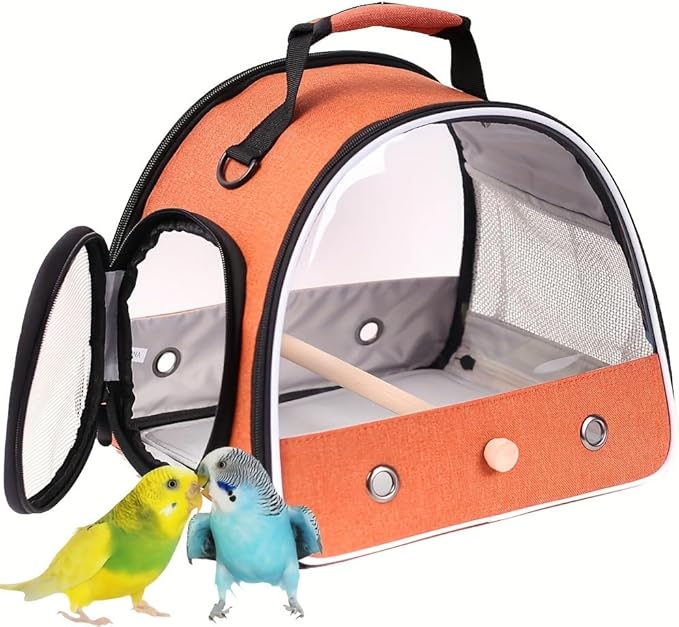Portable Bird Carrier, Pet Travel Transport Cage for Small Animals (Orange, DWL)