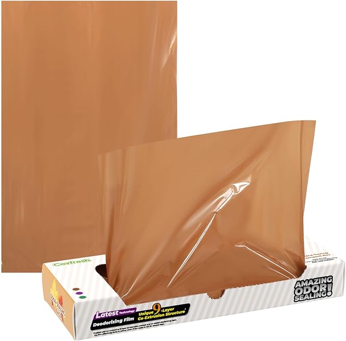 Odor-Sealing Cat Poop Bags XL, 100 Count | Durable Unscented Waste Bags for Pet, Diaper, Ostomy & Food Waste Disposal (Brown)