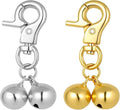 2 Pack Bell for Dog Collars, Pet Training Collar Bells, Cat Collar Bells with Heavy Duty Snap Clips, Pet Pendant Accessories, Pets Bell for Dogs and Cats (Gold, Silver)