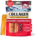 Wild Eats Salmon Flavor Collagen Retriever Style Cheek Roll 5" Dog Chews-4 Pack (Long Lasting Dog Chews Treats & Bones for Medium Dogs) Substitute for Pig Ears for Dogs