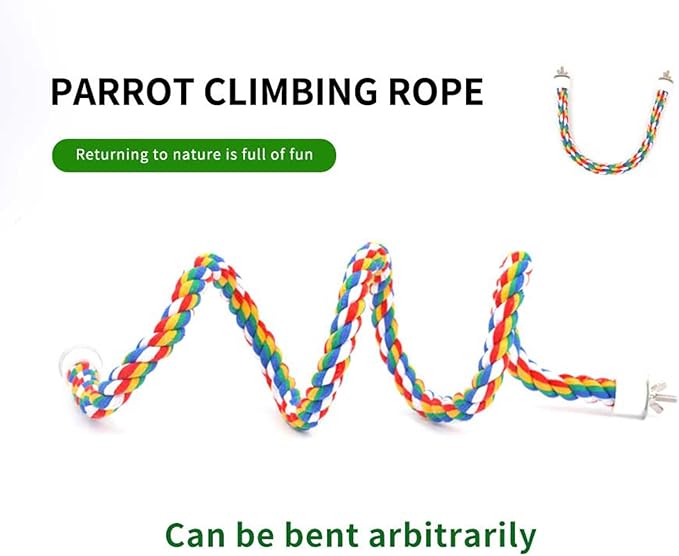 31.5-Inch × 0.8-Inch Diameter Nipple Style Bird Rope Perch, Bird cage Accessories, Rope perches for Conures,Parrots,Cockatiel,Lovebird,Budgerigar,Parakeet perches Birds Standing Pole