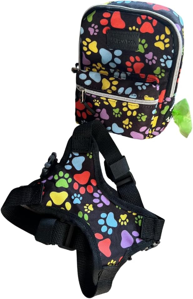 PawLook Dog Backpack to Wear with Chest Harness Self Carrier dogbag with Additional Pocket for Poop Bag Anti Slip Stylish Dog Bag for Your pet Street Smart Serie Pawsup Orange M