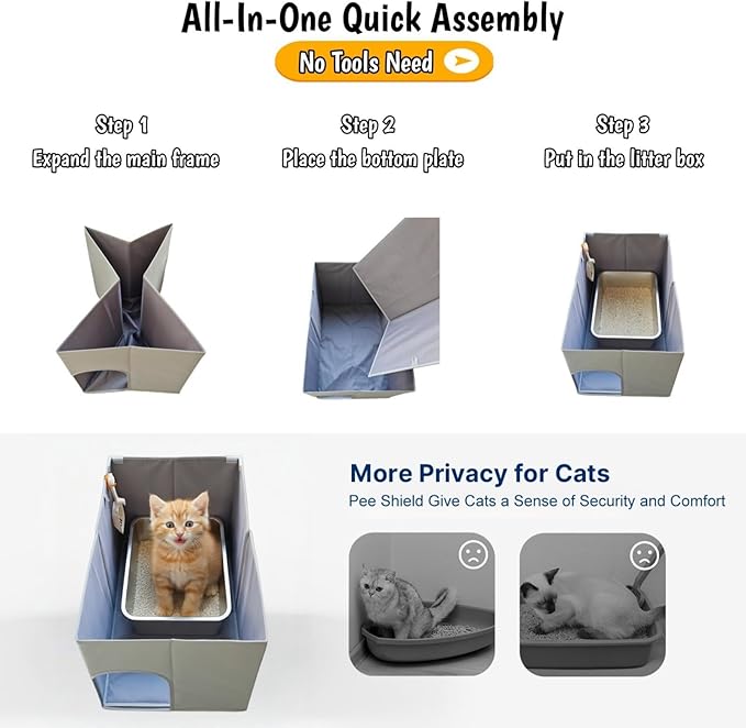 Dog Proof Cat Litter Box Enclosure, Open Top High Side, Less-Mess Extra Large Water Resistance Splash Guard for Pet Litter Pan, Scratch Proof Cover for Cat Litter Boxes