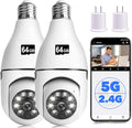 Light Bulb Security Camera,2K Wireless Light Bulb Camera for Pet Camera, 360 ° PTZ Light Socket Camera with Motion Detection Auto Tracking