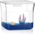 Small Betta Fish Tank - Mini Fish Aquarium Tank for Temporary Space, 0.2 Gallon Stackable Plastic Fish Bowl for Short-Term Use, Desktop Cube Tank for Small Fish, Insect, Shrimp, Crab, Spider