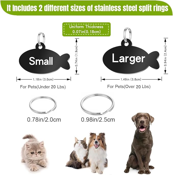 Stainless Steel Cat ID Tag Personalized Pet Tags with up to 4 Lines of Custom Text, Small Pet Mini Dog Cat Tag Lightweight, Engraved on Both Sides, Multiple Patterns Colors Size Options (Mushroom)