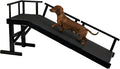 61" Dog Ramp for Bed,Birchwood Pet Ramp with Removable Side Rail and Non-Slip Surface, Pet Ramp for Small & Large Dogs with Rest Platform and DIY Glow Strips,Dog Stairs for Couch, Black