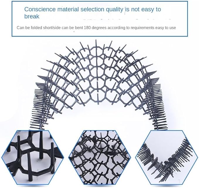 BUYTER 10 Pack 19.5 * 5.5 Inch Square Cat Scat Mats with Spikes, Cat Repellent Pads Fence Animal Barrier,Included 12 Pack Staples and 20 Pack Zip Ties (19.5''*5.5'')