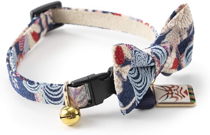 Necoichi Kabuki Charm Bow Tie Cat Collar (Navy)