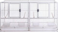 1F/2F/3F Stackable Center Divided Breeder Breeding Bird Flight Double Rolling Cage for Aviaries Canaries Cockatiels Lovebirds Finches Budgies Small Parrots. (White Vein, Cage Without Stand)
