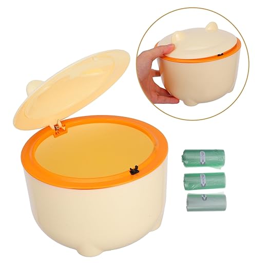 balacoo 1set Pet Litter Storage Container with Lid Convenient One-Button Airtight Cat Trash Can for Litter Waste Bin with Cartoon Design Use
