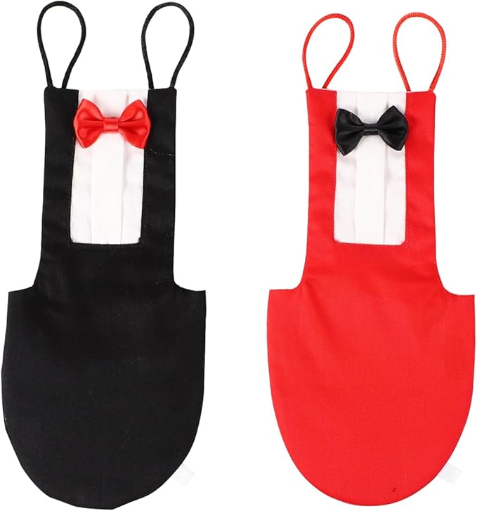 HANABASS 2Pcs Bird Diaper Parrot Suit Diapers, Cotton Pet Bird Clothes Pee Pads, Bird Harness Reusable, Macaw Parakeet Flight Suit for Birds, Cockatiel, Budgie, Red Black