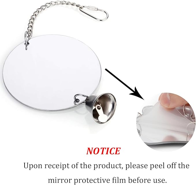 Hypeety Pet Bird Mirror Toy with Bells Hanging Toy for Parakeet Cockatiel Conure Lovebirds Finch Canary Cage Swing Fun Play Toy (Bird Mirror-1 Bell)