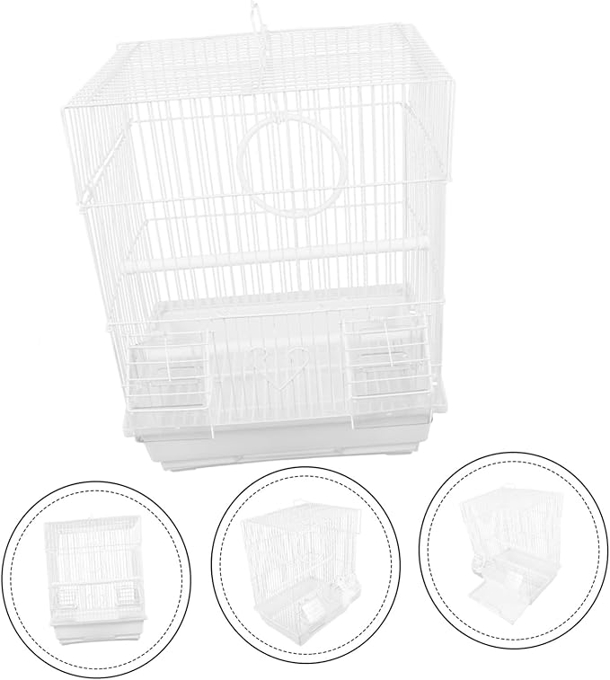 Happyyami Metal Bird Carrier Cage Portable Parrot Travel Cage for Pearl Jade Finches Painted Eyebrow Birds with Breathable Wire Structure Stylish Home Decor
