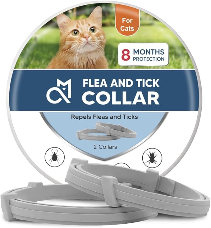 Flea Collar for Cats, Tick Collars for Cats,8 Months Protection,Plant Ingredients, Cat Flea Tick Collar -2P