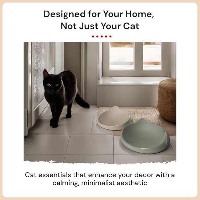 7 Ruby Road Anti Whisker Fatigue Cat Bowl, Set of 2 - Wide Food Bowls, Wet and Dry Shallow Food Dish, Small Cat Dishes for Indoor Cats, Cute Kitten Bowls Whisker Friendly & Relief, Non-Slip Plates