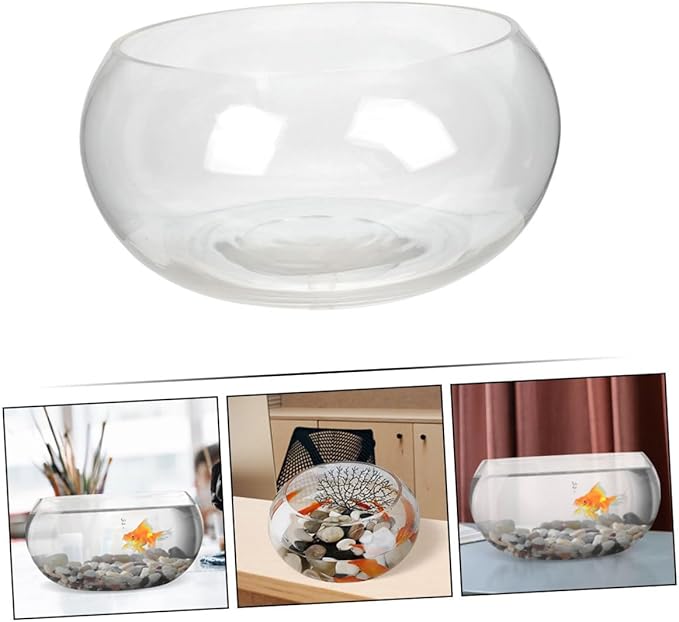 Glass Fish Bowl Terrarium for Home Bubble Vase for Plants Goldfish High Transparency Desktop Aquarium for Fish Plant Lovers