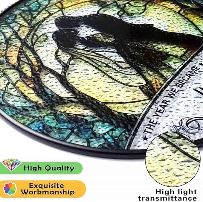 Stained Glass Suncatcher - Mr & Mrs 2026 Wedding Keepsake, Bridal Shower Gift for Newlyweds,Wedding Anniversary Keepsake, Suncatchers for Windows Hanging - Bride's Home Decoration or Ceremony Souvenir