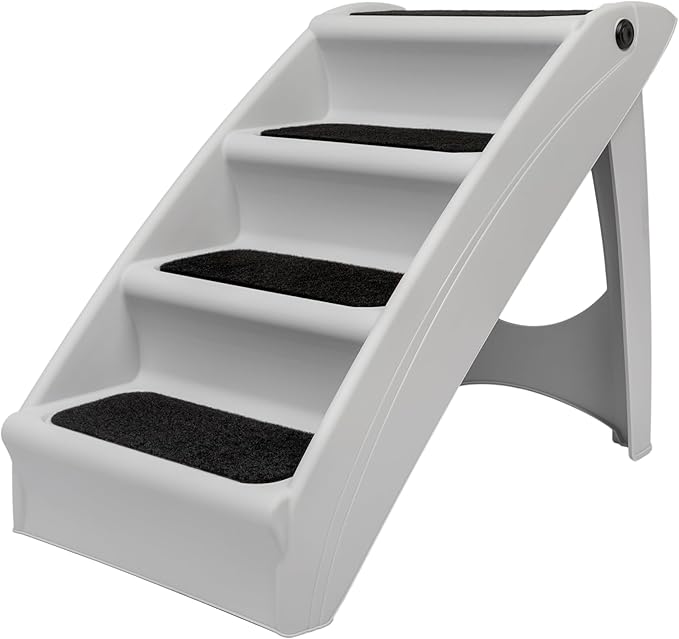 PetSafe CozyUp Folding Dog Stairs, Portable Indoor/Outdoor Pet Steps for Bed, Couch & Car, Grey, 20 Inch