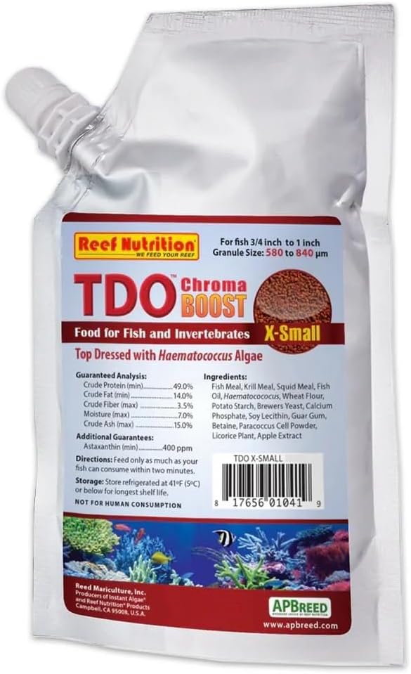 TDO Chroma Boost 3 Oz Reef Nutrition Pellet Aquarium Fish Food (Extra Small Pellet 0.5 to 0.8mm for 3/4" to 1" Fish)