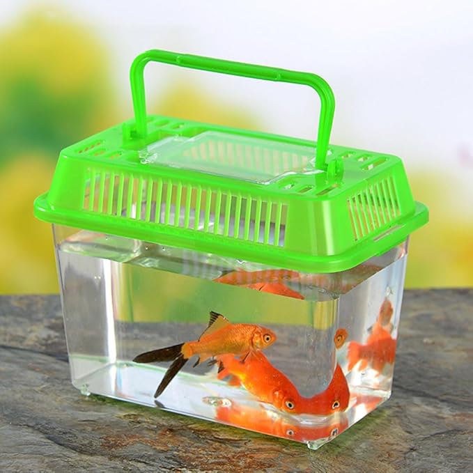 FRCOLOR Portable Fish Tank Handheld Aquarium Transparent Turtle Box Pet Hamster Box 7.08X8.66X4.33In Compact Reptile Amphibian Habitat