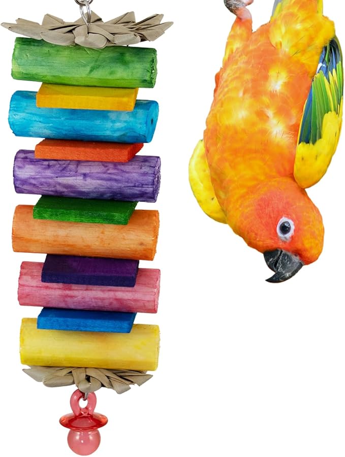 Super Bird Creations SB1199 Sola Balsa Stack Bird Toy - Bird Enrichment Toys, Wooden Bird Toys for Small/Medium Bird Size, Ideal for Parakeets and Cockatiel, Natural Bird Toys for Cage Play