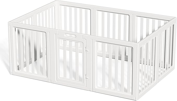Clear Dog Play Pen,Pet Playpen with Door,Easy to Clean and Install Puppy pens for Both Indoor and Outdoor use (White, 30.3" Height, 10PCS)