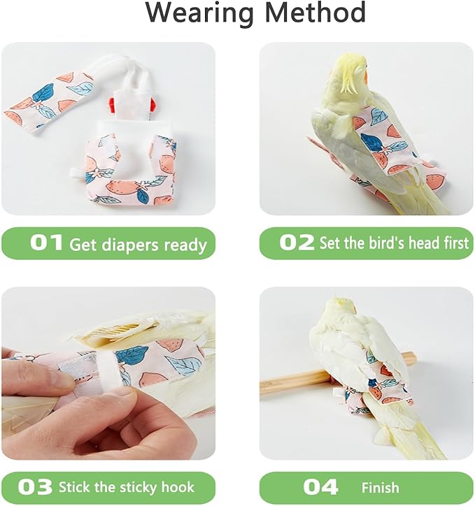 2 Pack Bird Diaper Parrot Nappy Bird Flight Suits Harness Cockatiel Diaper Small Birds Clothes for Parakeet Cockatiels Mini Macaw Budgie Canary Pigeon Conure Budgies Mini Macaws Small Size