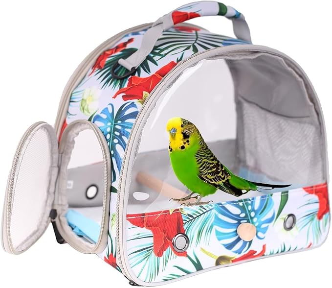 Portable Bird Carrier, Pet Travel Transport Cage for Small Animals (red, SBC)