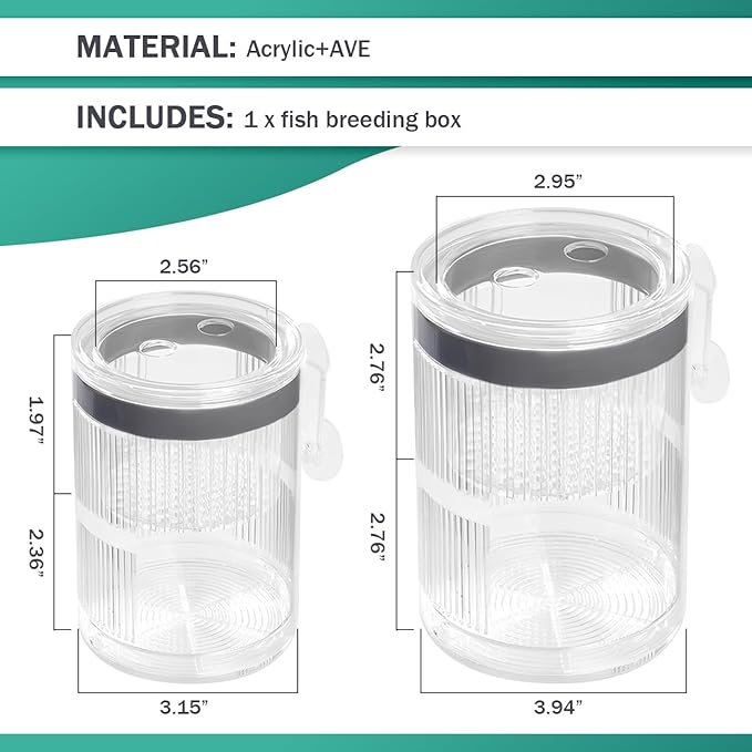 La La Pet Floating Fish Breeding Isolation Box with Suction Cups 270°Flowing Water Propagation Separate Parent and Baby Fishes Transparent Hatching Boxes Incubator for Tanks Large
