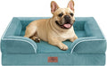 Comfort Expression Orthopedic Dog Bed for Medium Dogs 30x20 Inch, Waterproof Egg Crate Foam Medium Pet Bed with Removable Bolsters, Dog Couch with Washable Cover & Non-Slip Bottom, Washed Blue