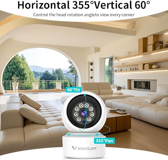 VSTARCAM Indoor Security Camera, Wireless Cameras for Home Security with Color Night Vision, 1080P HD, AI Motion Detection, 360° View Pan/Tilt, Two-Way Audio, Cloud Storage