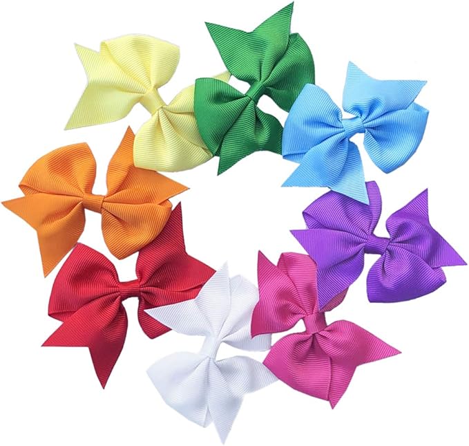 HipGirl Puppy Dog Hair Bows-8ct 3" Small Dog Hair Clips for Grooming,Alligator Clip Styling Accessories for Medium,Small Breeds(Yorkie,Shih Tzu,Maltese)-Multicolor Puppy Bow Set for Daily Wear&Photos