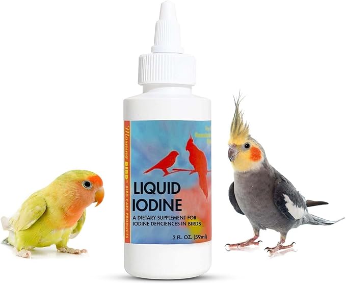 Morning Bird Liquid Iodine for Birds 2 fl oz – Iodine Mineral Supplement – Supports Feather Growth, Molting, Energy & Healthy Thyroid Function – Easy-to-Use Drops