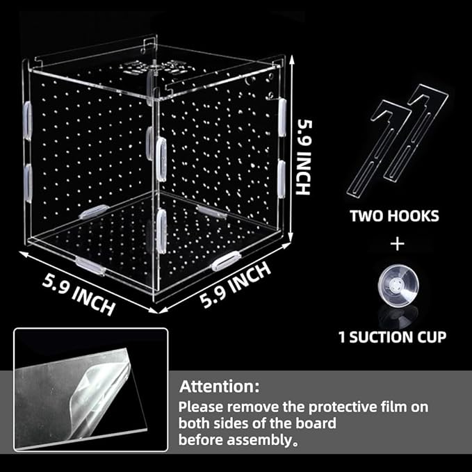 Fish Breeding Box, Acrylic Fish Isolation Box Separator for Shrimp Clownfish - 5.9 * 5.9 * 5.9 inches