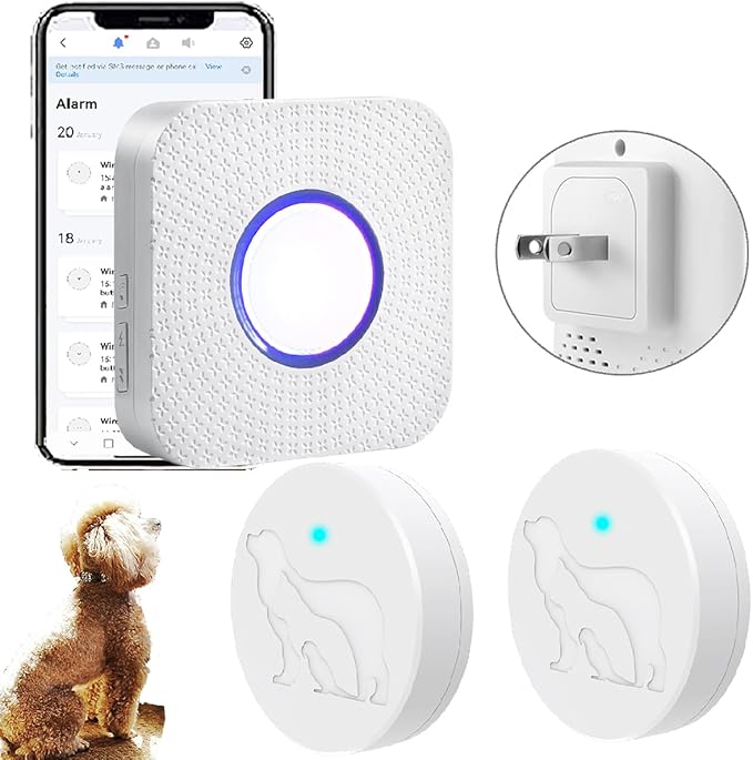 EverNary Dog Door Bell for Potty Training, WiFi Doggie Door Bell,Smart Wireless Doggy Doorbell with Phone App,Waterproof Touch Button with Large Activate Range (1 WiFi Receiver 2button)