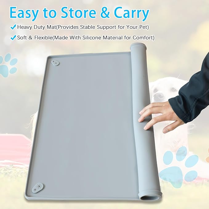Pee Pad Holder for Dogs, 24"X24" Puppy Pad Holder with Raised Edge, Non-Slip Silicone Mat & Leak-Proof Dog Pee Tray for Floor Protection, Puppy Potty Training Pad Tray